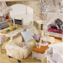 Wooden Kids Doll House With Furniture Staircase LED Lights Fits Dollhouse