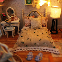 DIY Wooden Miniatures Pink Villa Dollhouse Furniture LED Kit Child Toys Gift